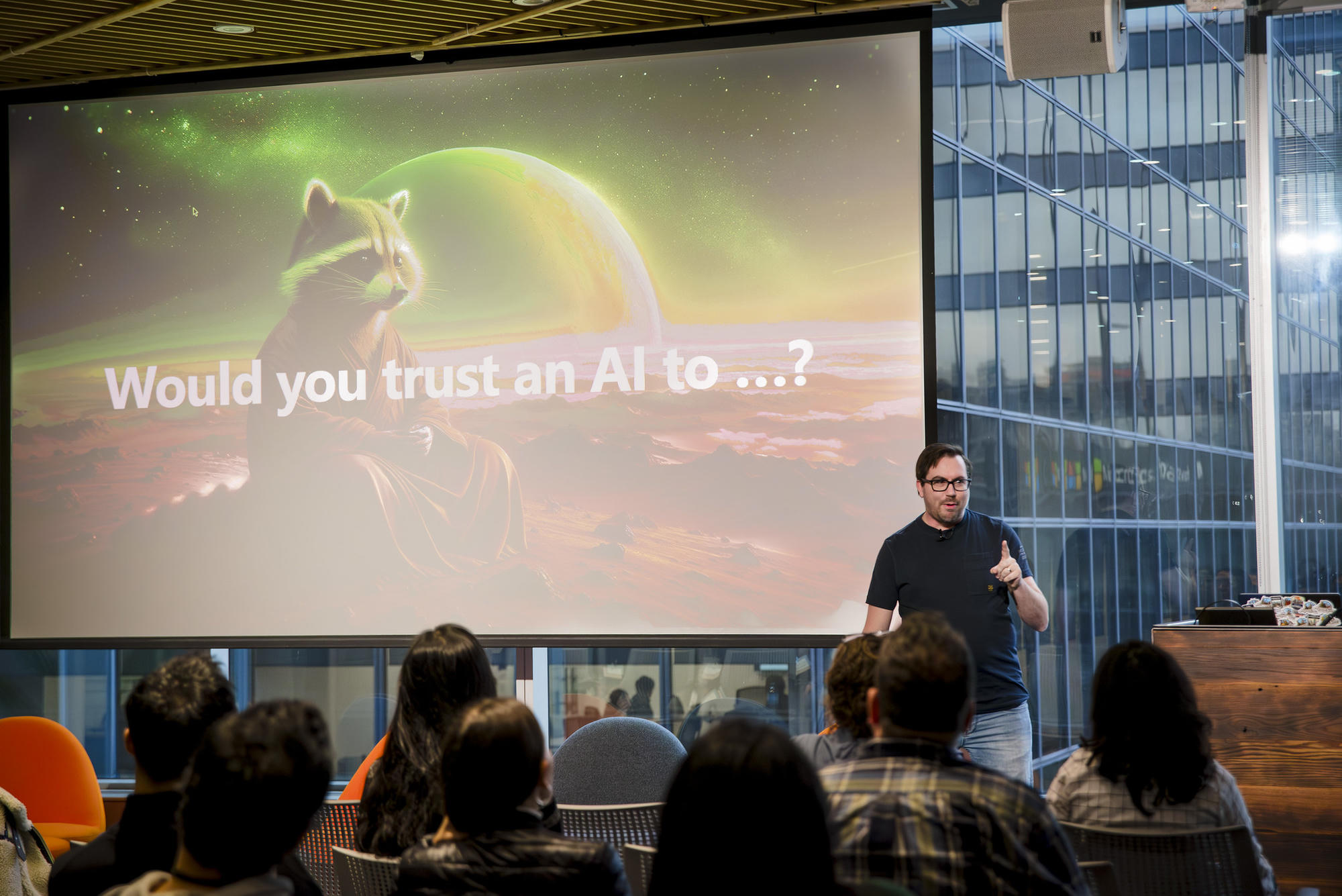 Henk presenting a session about trust in AI