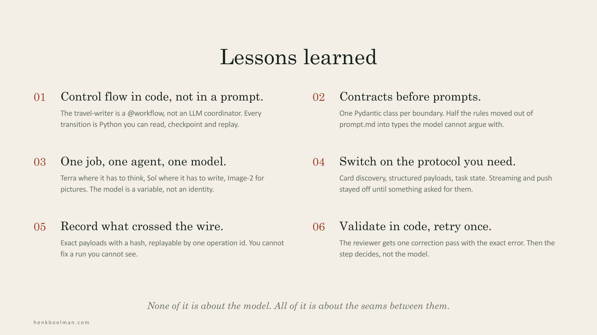 Lessons learned